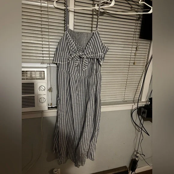 Old Navy | Dresses | Old Bay Linen Midi Dress Blue And White Never Worn |  Poshmark
